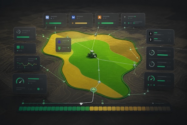 Precision agriculture field map with connected machine telemetry