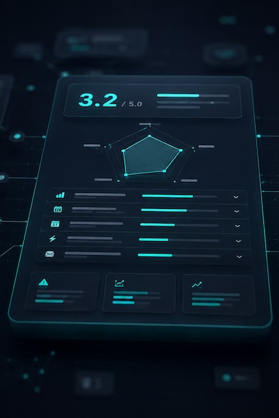 Operational maturity score card with capability radar
